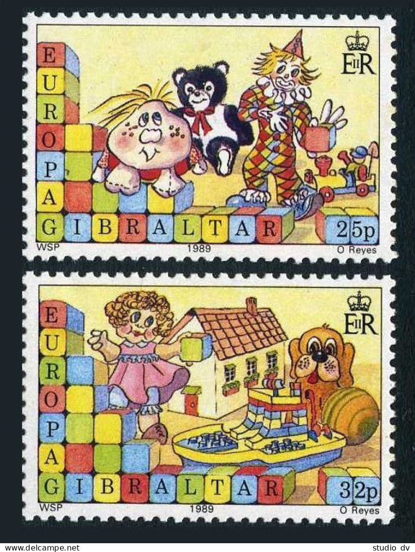 Gibraltar 543-544, Hinged. Michel 404-407. EUROPE CEPT-1989, Children Toys. - Gibraltar