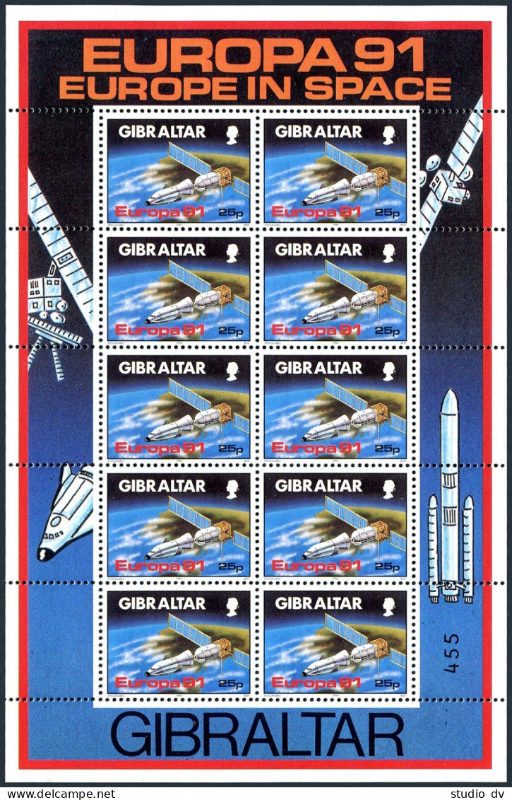 Gibraltar 585-586 Sheets,MNH/MLH.Mi 613-614. EUROPE CEPT-1991.Space Exploration. - Gibraltar