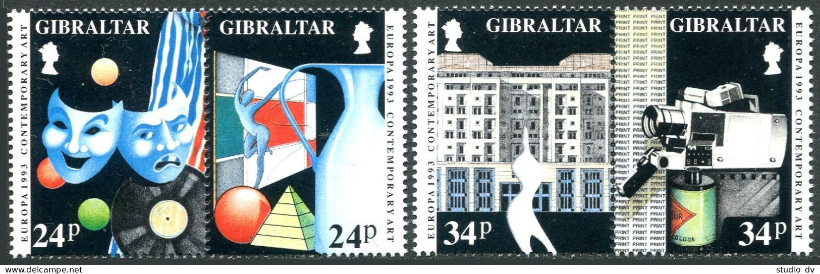 Gibraltar 626-629a Pairs, MNH. Mi 654-657. EUROPE CEPT-1993. Contemporary Art. - Gibraltar