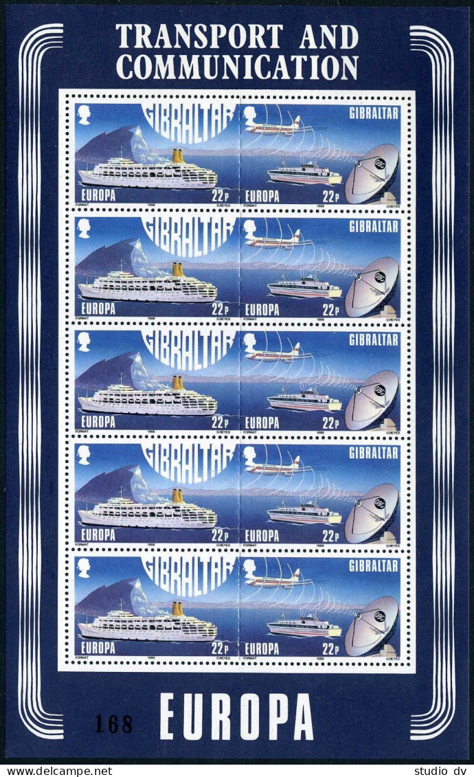 Gibraltar 524-527a Sheets, MNH/MLH. Michel 544-547. EUROPE CEPT-1988. Transport, - Gibraltar