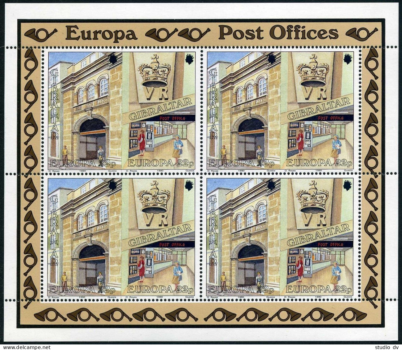 Gibraltar 562-565a Sheets,MNH/MLH.Mi 590-593 Klb. EUROPE CEPT-1990.Post Offices. - Gibraltar