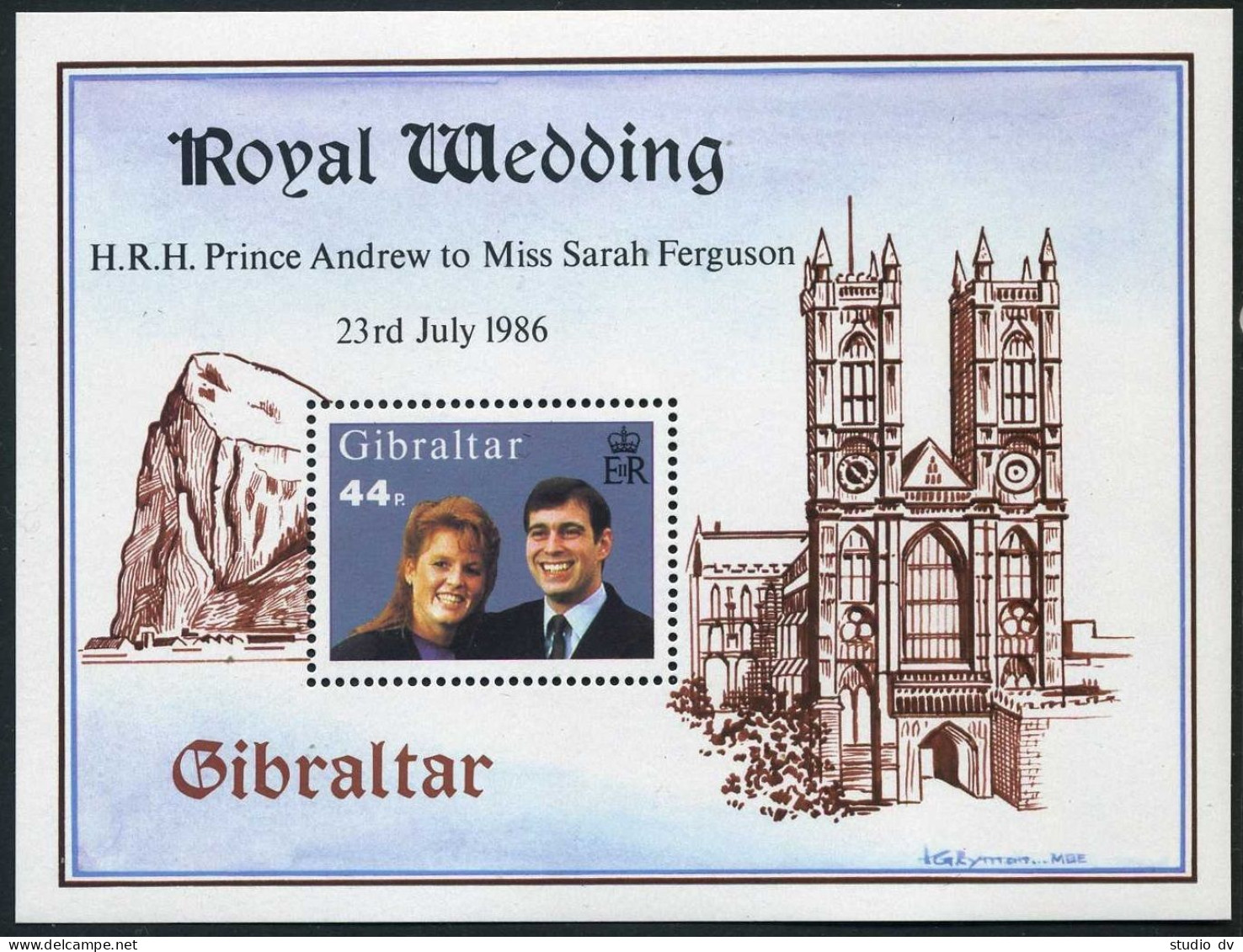 Gibraltar 498, Hinged. Michel 512 Bl.10. Royal Wedding 1986. Andrew-Ferguson. - Gibilterra
