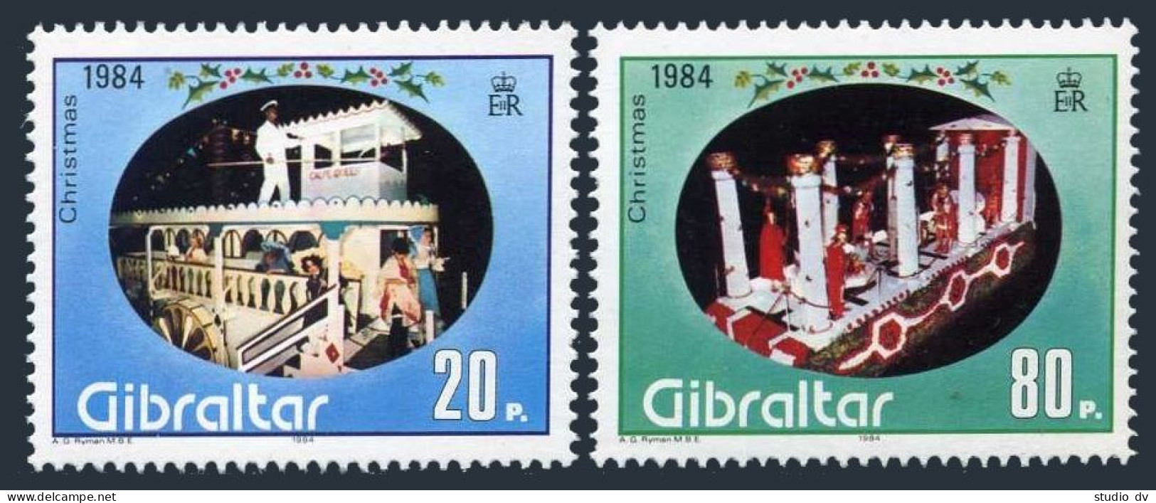 Gibraltar 469-470, Hinged. Michel 485-486. Christmas 1984. Parade Float. - Gibraltar