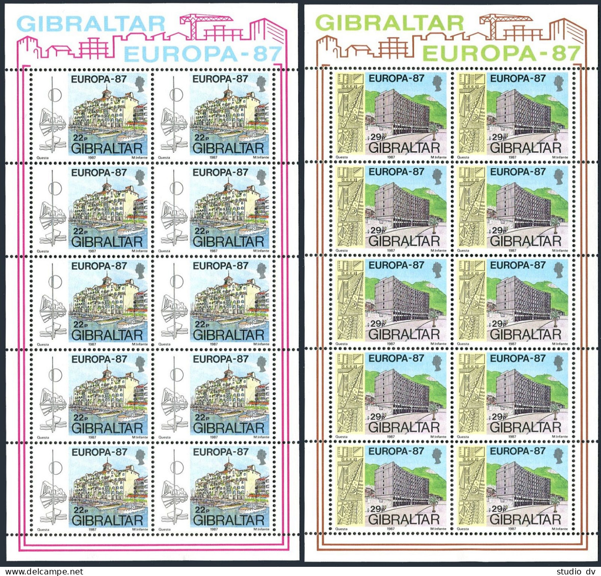 Gibraltar 499-500 Sheet, MLH/MNH. Mi 1651-1652. EUROPE CEPT-1987. Neptune House, - Gibraltar