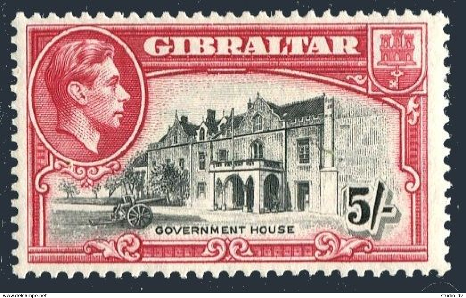 Gibraltar 116 Perf 13, Hinged. Michel 115D. George VI,1944. Government House - Gibilterra