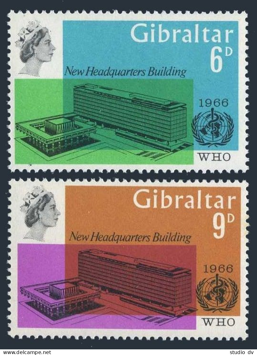 Gibraltar 180-181, Hinged. Michel 182-183. New WHO Headquarters, 1966. - Gibraltar