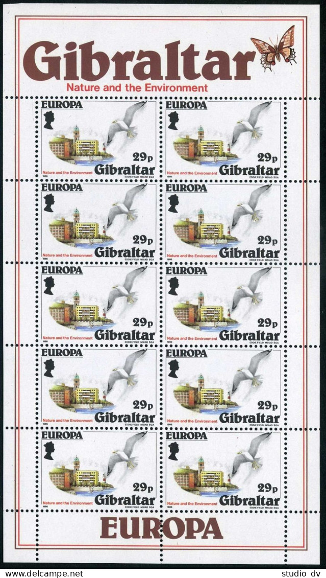 Gibraltar 483-484 Sheets,MLH/MNH.Mi 503-504 Klb. EUROPE CEPT-1986.Butterfly,Gull - Gibraltar