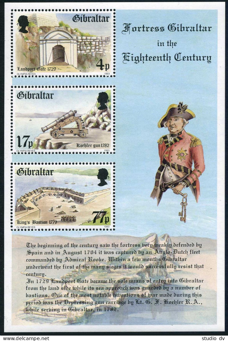 Gibraltar 453-455,455a Sheet, Hinged. I 469-471,Bl.8. Fortress Gibraltar, 1983. - Gibilterra