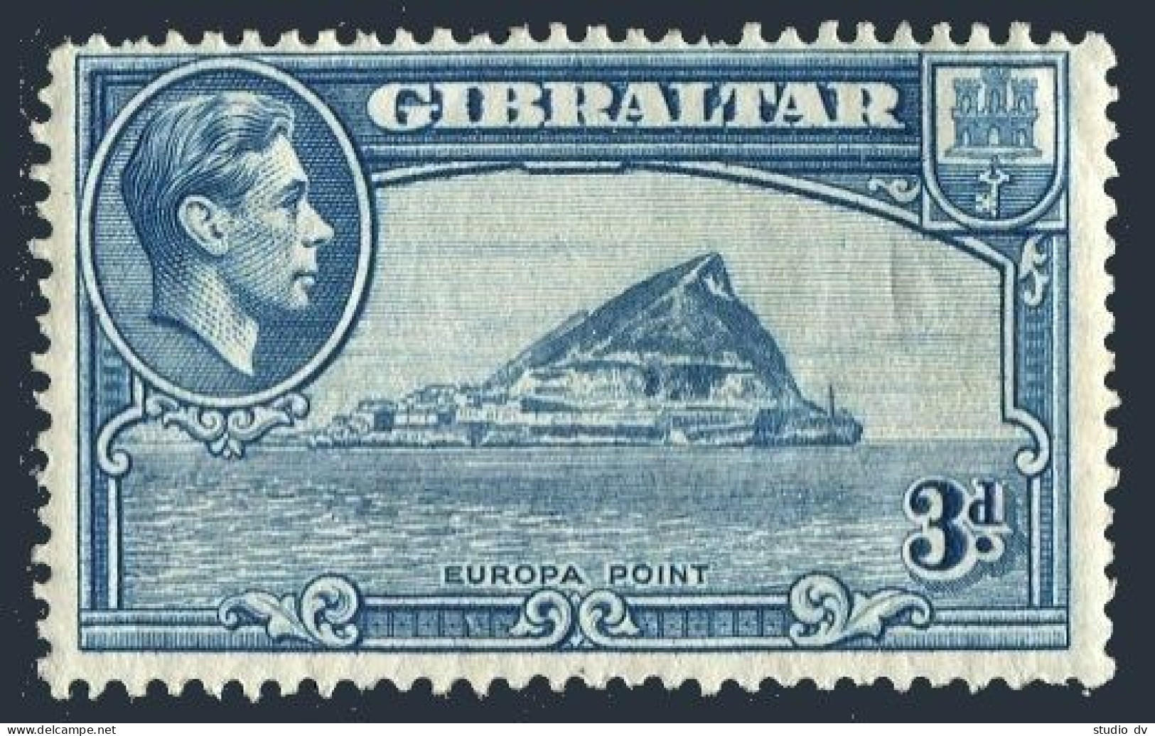 Gibraltar 111b Perf 13.5, Hinged. Michel 111C. George VI, 1942. Europa Point. - Gibraltar