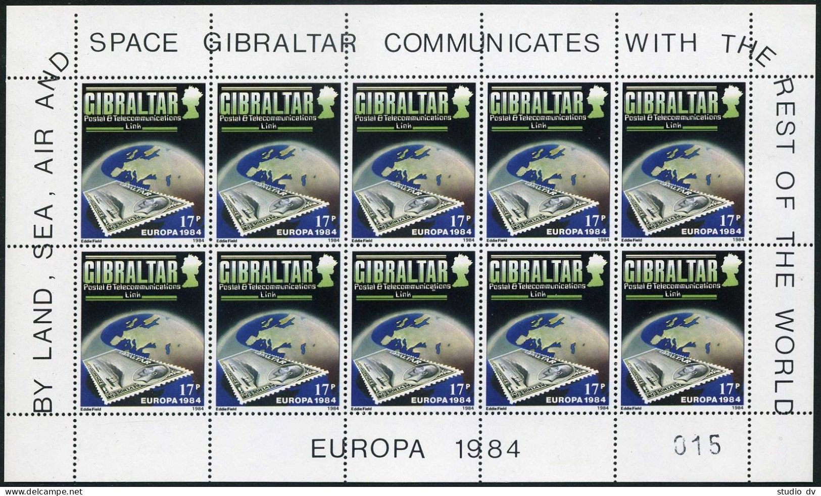 Gibraltar 459-460 Sheets,MLH/MNH.Mi 475-476. EUROPE CEPT-84. Post,Communications - Gibraltar