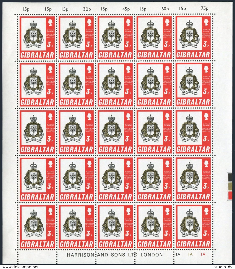 Gibraltar 280 Sheet, MNH. Michel 283. Regimental Coat Of Arms, 1971. - Gibraltar