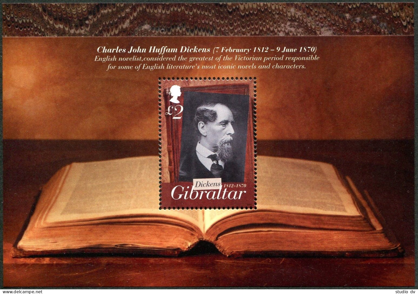Gibraltar 1347-1350, 1351 Sheet, MNH. Charles Dickens, 1812-1870, Writer, 2012. - Gibraltar