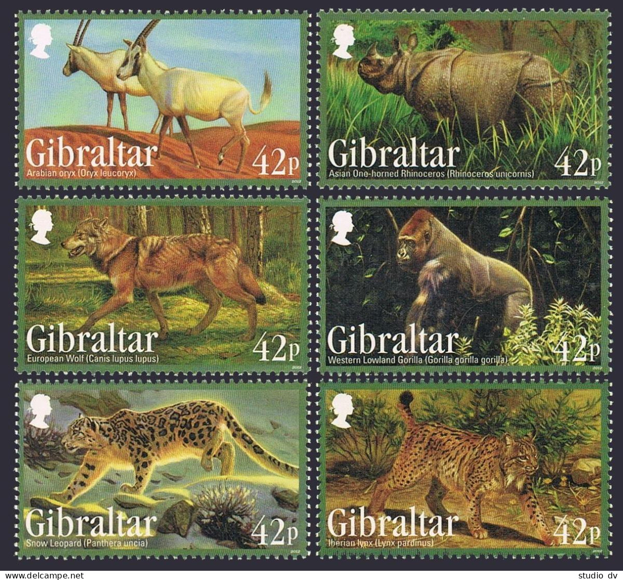 Gibraltar 1353-1358, 1358at, MNH. Endangered Animals, 2012. Oryx, Rhinoceros, - Gibraltar