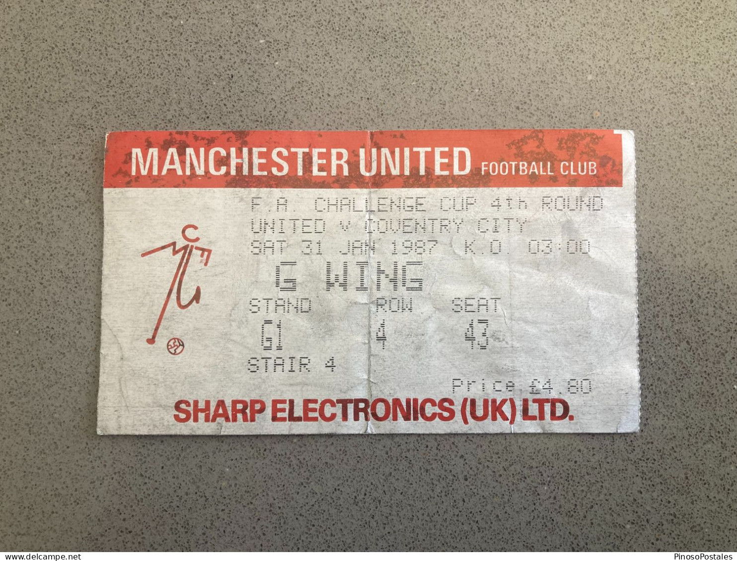 Manchester United V Coventry City 1986-87 Match Ticket - Tickets & Toegangskaarten