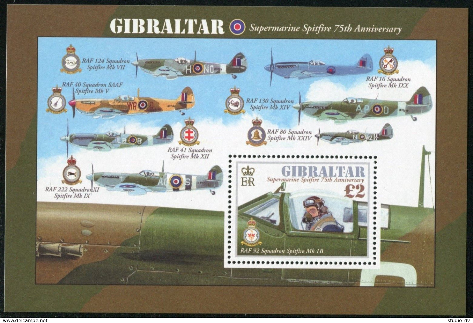 Gibraltar 1296-1299,1300,MNH. Super-marine Spitfire Airlines,75th Ann.2011; - Gibraltar