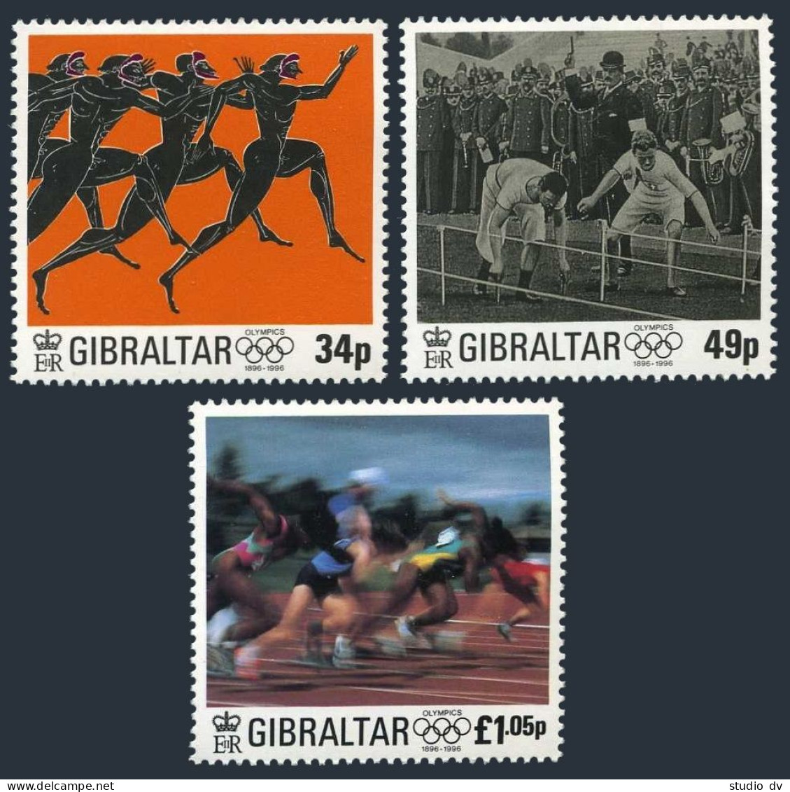 Gibraltar 711-713,MNH.Michel Modern Olympic Games,centenary,1996.Athletes. - Gibraltar