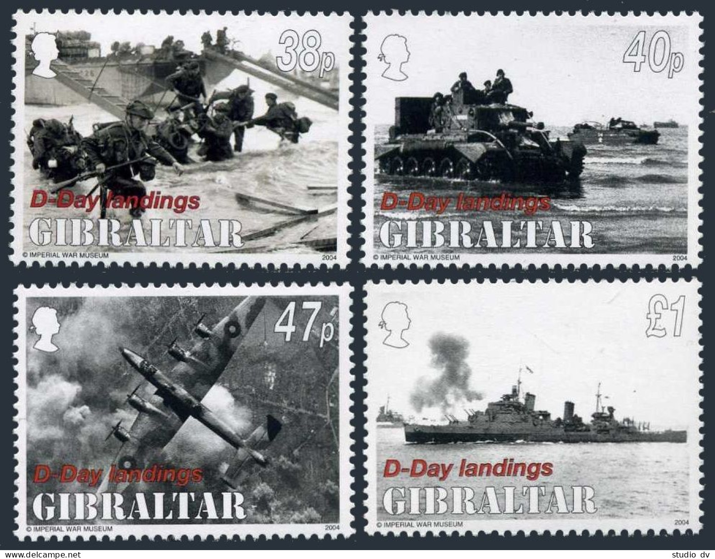 Gibraltar 976-979,979a Sheet,MNH. D-Day,60th Ann.2004.Soldiers,Tank,Planes,Ships - Gibraltar