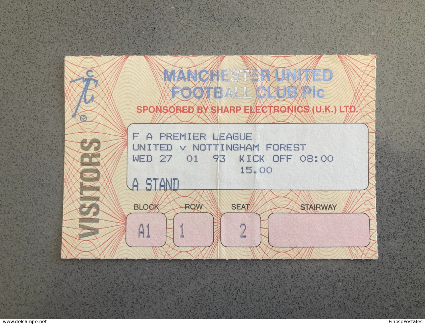 Manchester United V Nottingham Forest 1992-93 Match Ticket - Eintrittskarten