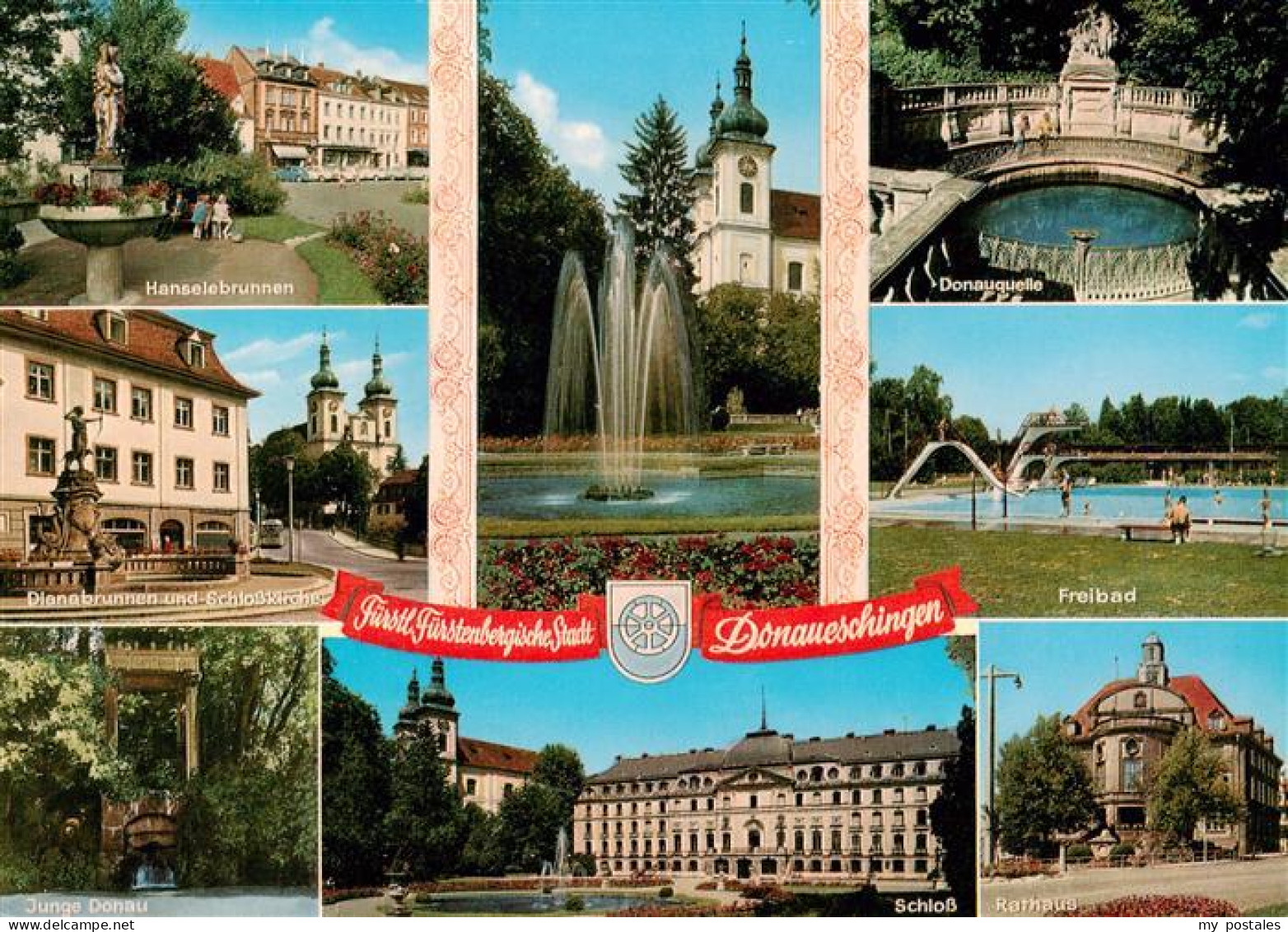 73927498 Donaueschingen Hanselebrunnen Dianabrunnen Schlosskirche Junge Donau Sc - Donaueschingen