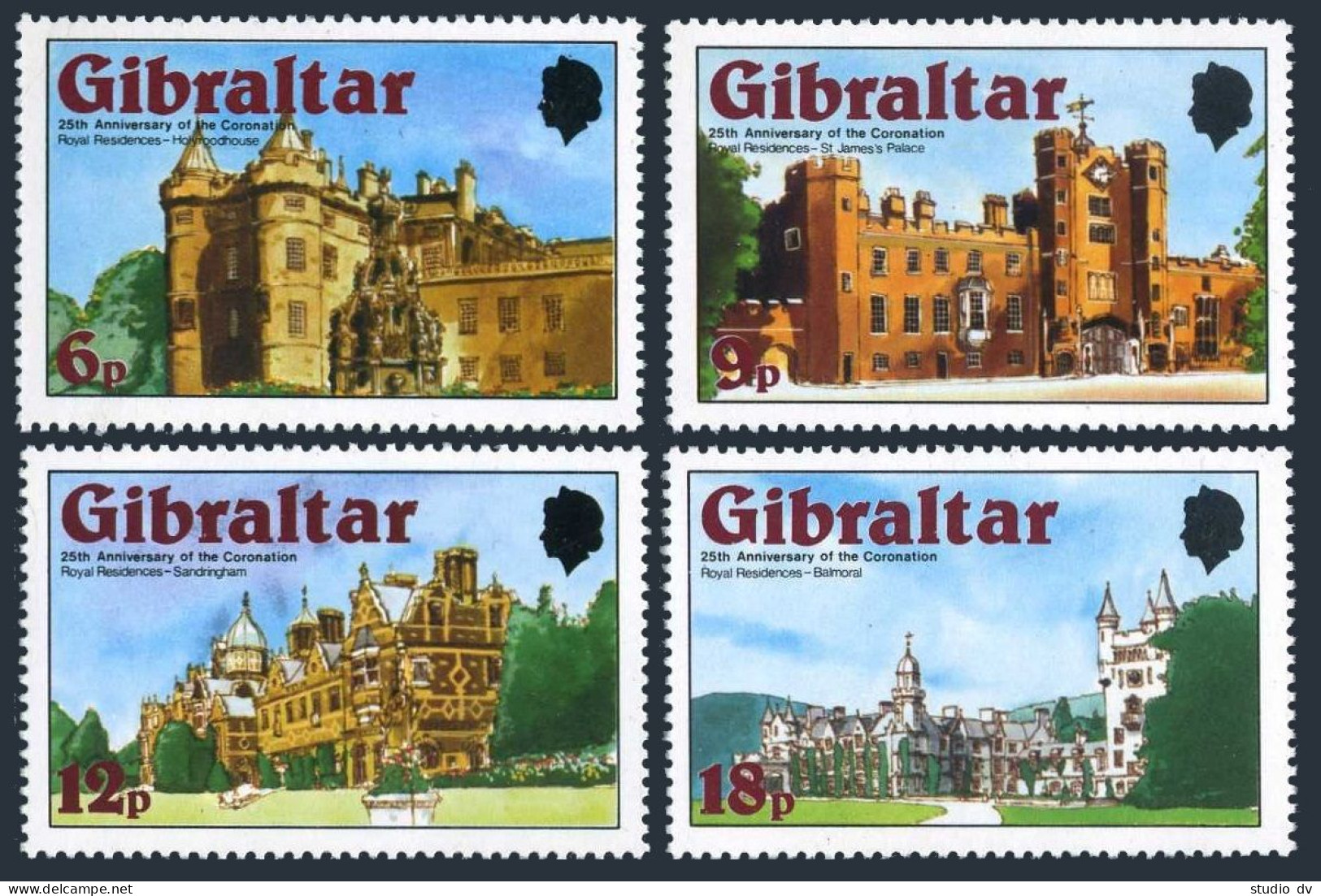 Gibraltar 365-368, MNH. Mi 373-376A. Elizabeth II: Royal Houses, 1978. Holyrood, - Gibraltar