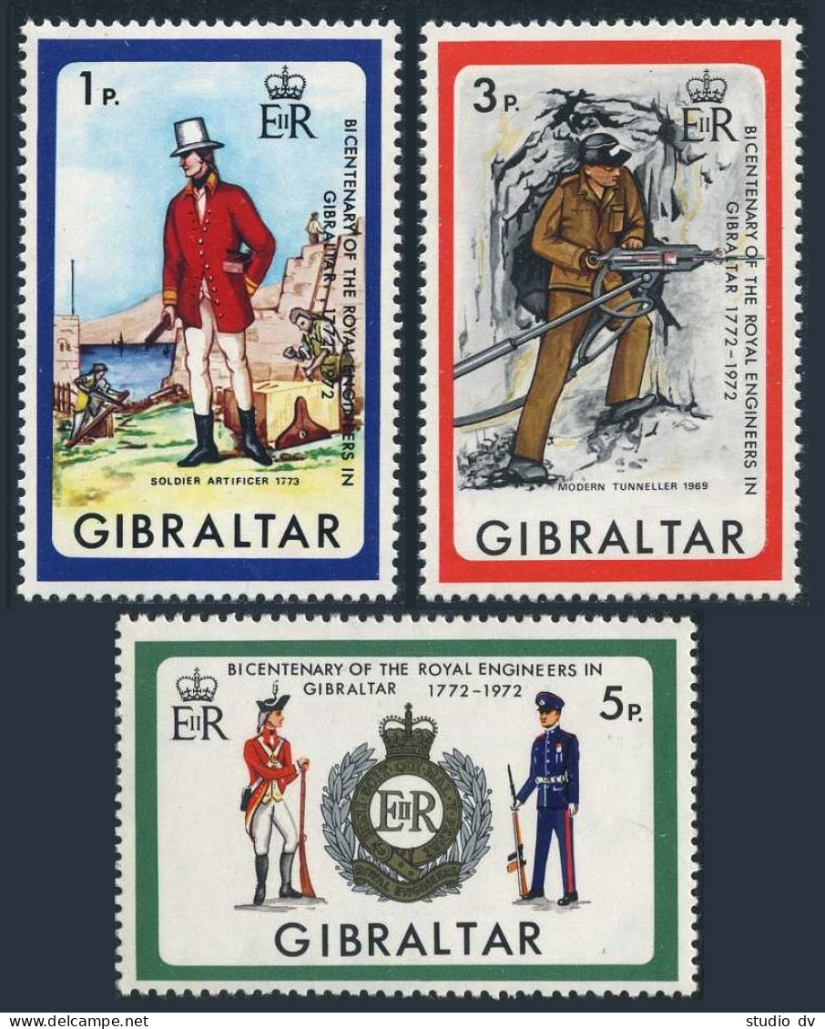 Gibraltar 283-285, MNH. Michel 286-288. Royal Engineers In Gibraltar, 200, 1972. - Gibraltar