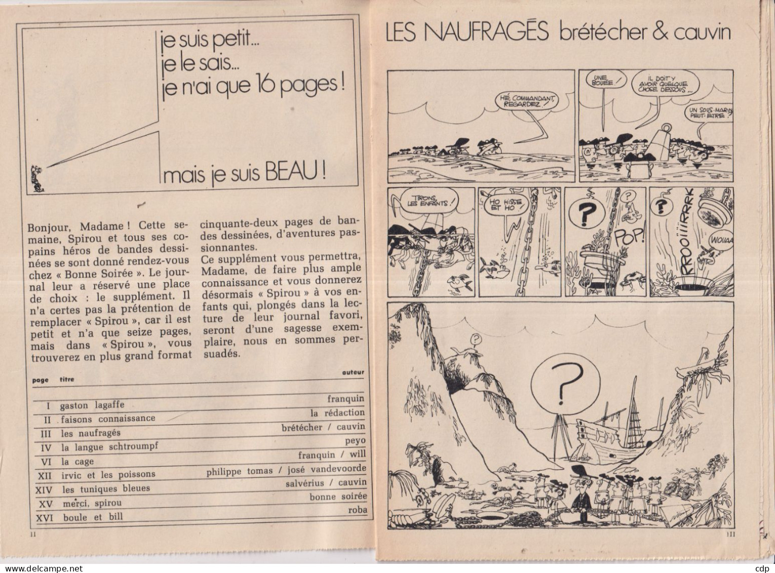 BD Dupuis 1969   Supplément Bonne Soirée - Sonstige & Ohne Zuordnung