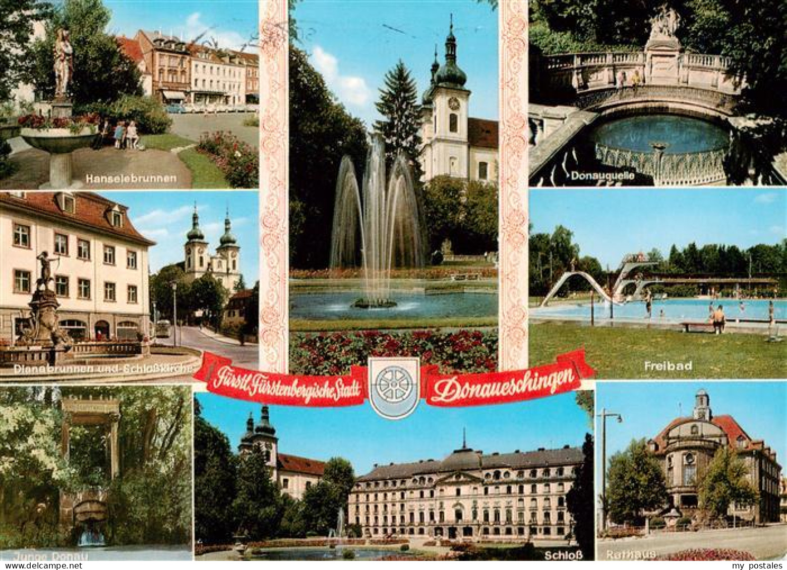 73927487 Donaueschingen Stadtbrunnen Schloss Kirche Junge Donau Donauquelle Frei - Donaueschingen