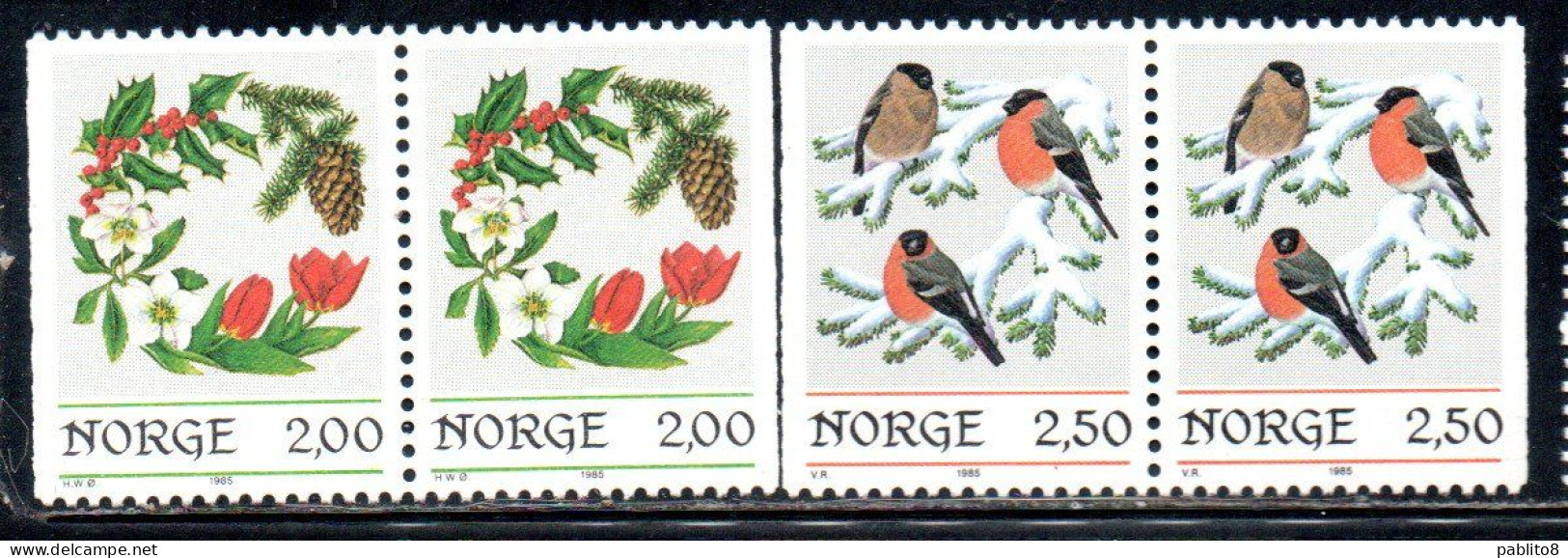 NORWAY NORGE NORVEGIA NORVEGE 1985 CHRISTMAS NATALE NOEL WEIHNACHTEN NAVIDAD COMPLETE SET PAIR COPPIA SERIE COMPLETA MNH - Nuovi