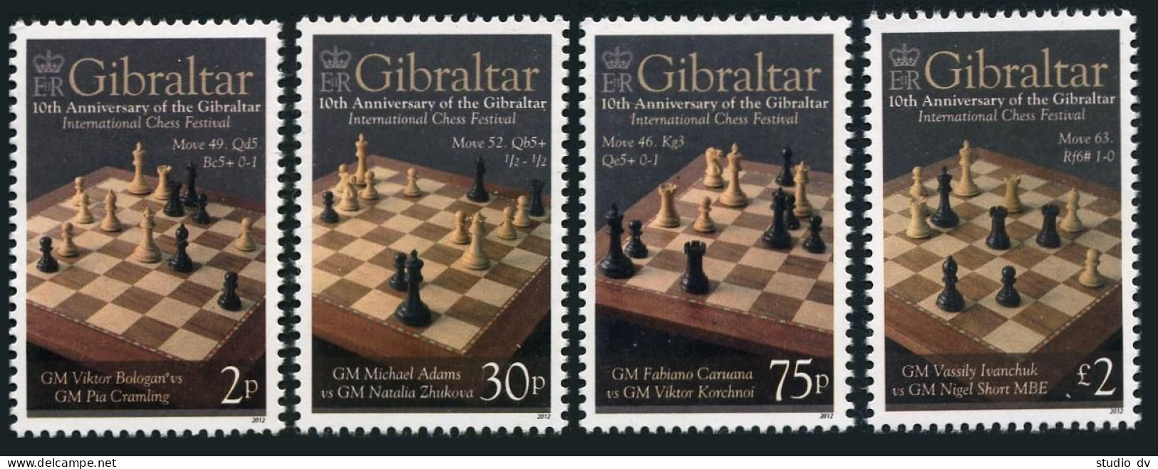 Gibraltar 1310-1313, MNH. Chess Festival, 10th Ann. 2012. Chessboard Positions. - Gibraltar