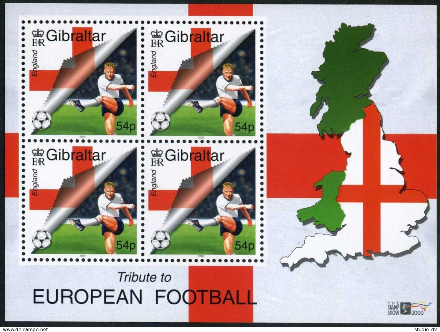 Gibraltar 832-836,835a-836a Sheets,MNH. European Soccer,2000.Teams. - Gibraltar