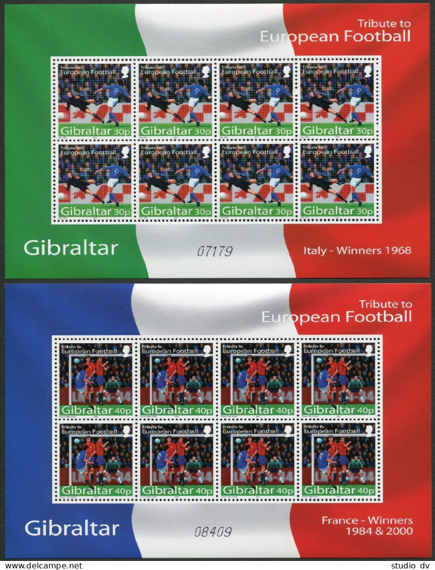 Gibraltar 971-974 Sheets,MNH. European Soccer,2004. - Gibraltar