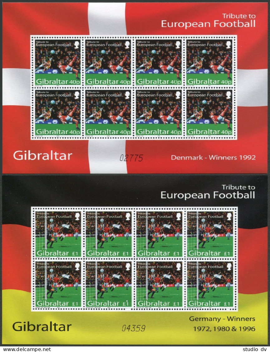 Gibraltar 971-974 Sheets,MNH. European Soccer,2004. - Gibraltar
