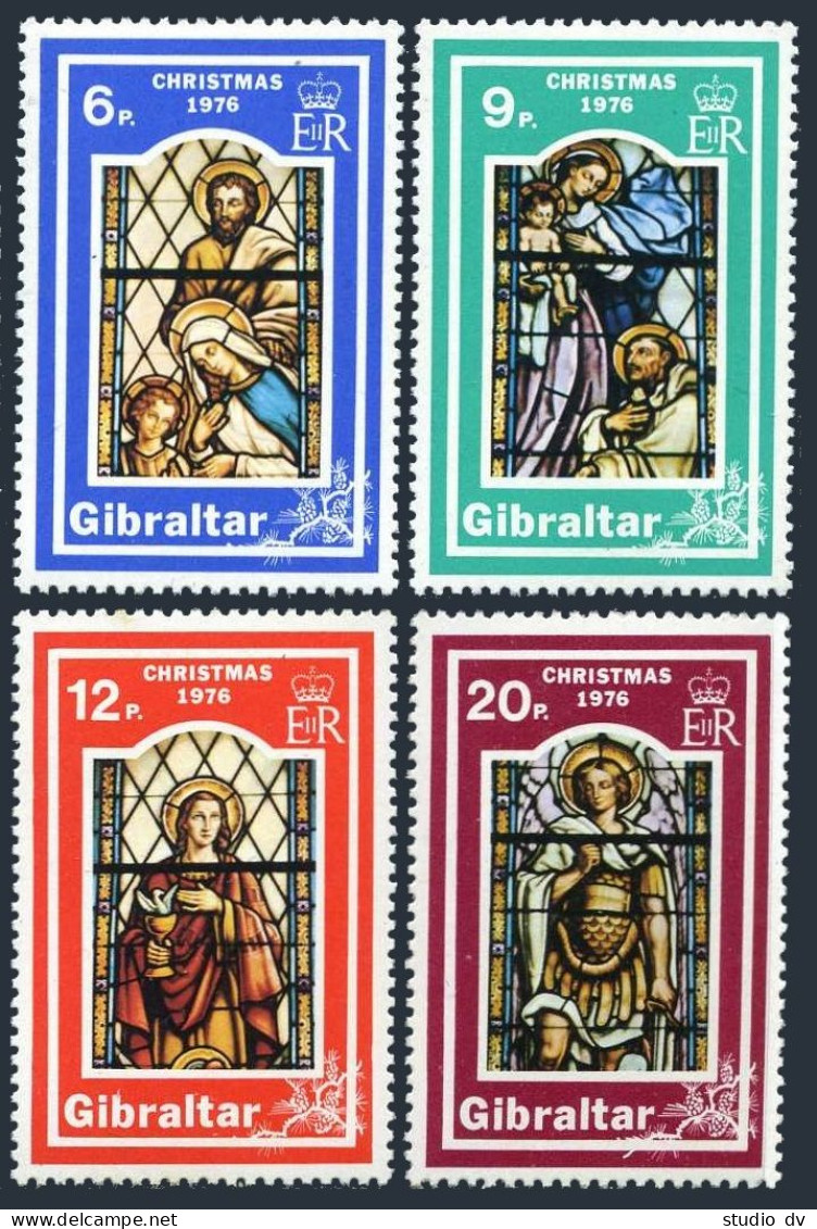 Gibraltar 334-337 Blocks/4,MNH. Mi 342-345. Christmas 1976.Stained Glass Windows - Gibraltar