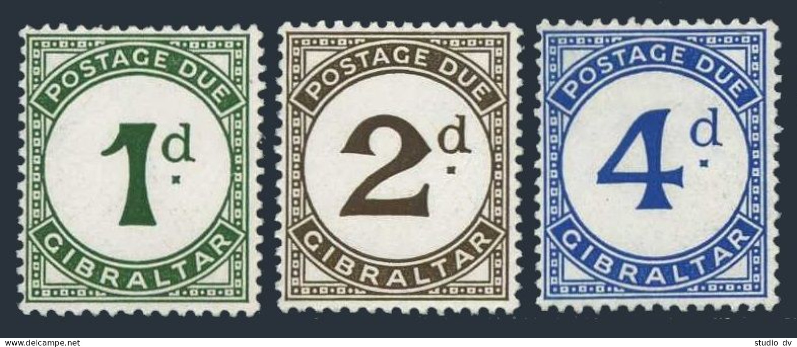 Gibraltar J1-J3, Lightly Hinged. Michel D1-D3. Due Stamps 1956. - Gibilterra