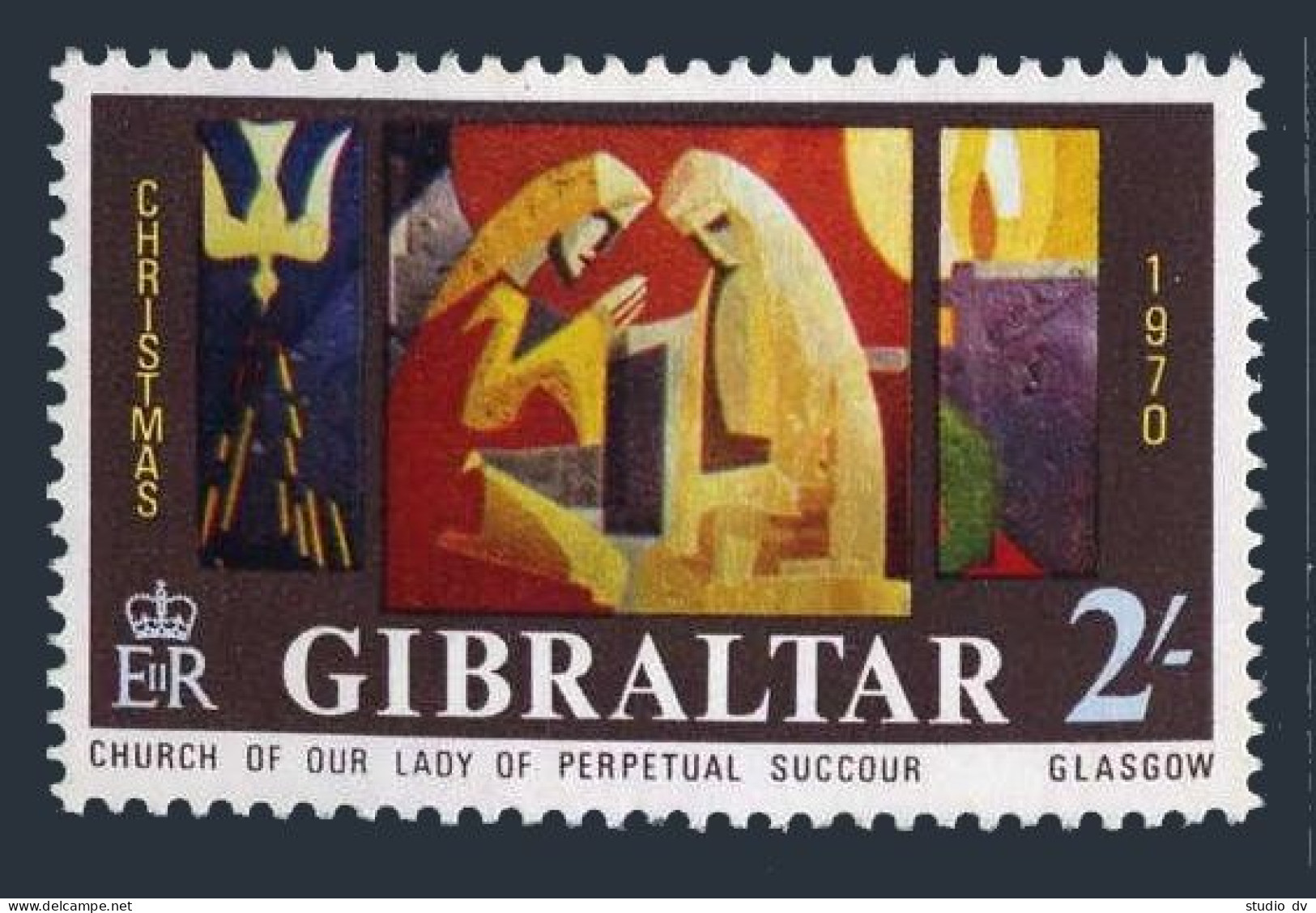 Gibraltar 240 Block/4, MNH. Mi 243. Christmas 1970, Virgin Mary. Gabriel Loire. - Gibraltar