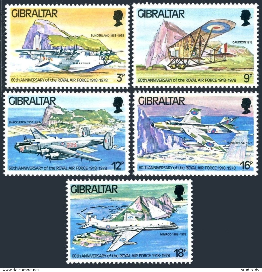 Gibraltar 369-373, MNH. Michel 378-382. Royal Air Force, 60th Ann. 1978. Planes. - Gibilterra