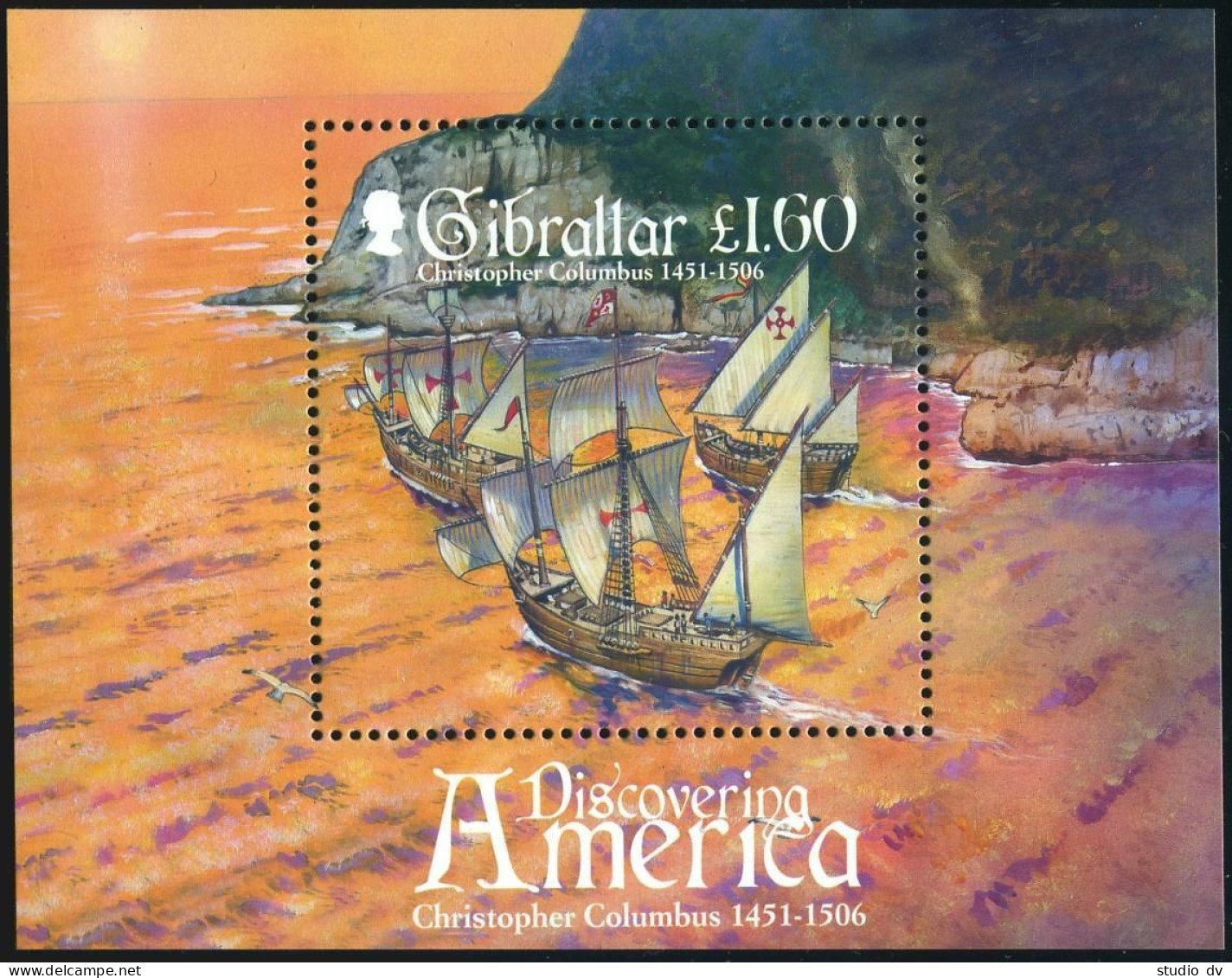 Gibraltar 1056-1059,1060.MNH. Christopher Columbus,explorer,2006.Ships. - Gibraltar