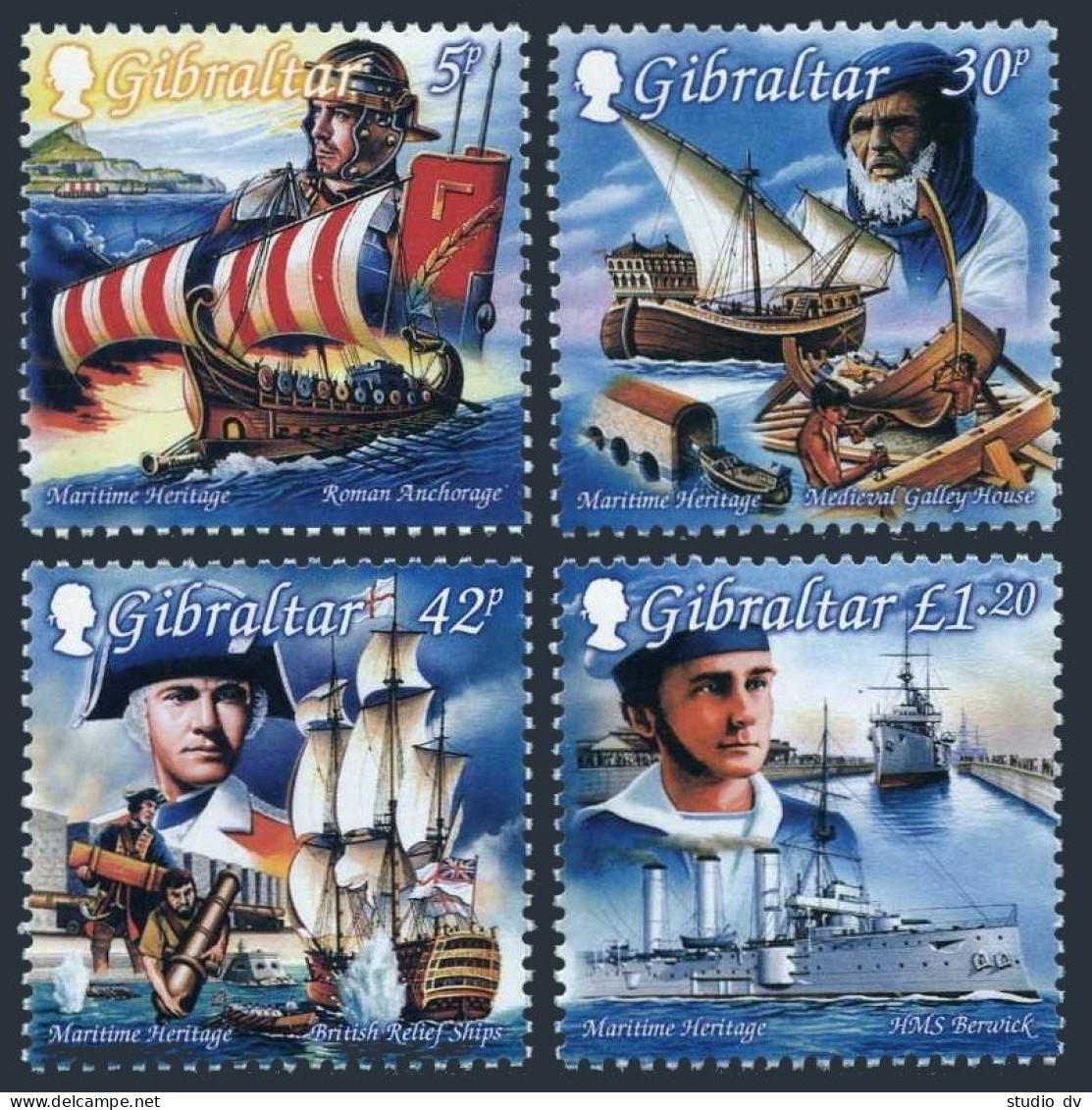Gibraltar 798-801,801a Sheet, MNH. Michel 871-874,Bl.35. Maritime Heritage 1999. - Gibilterra