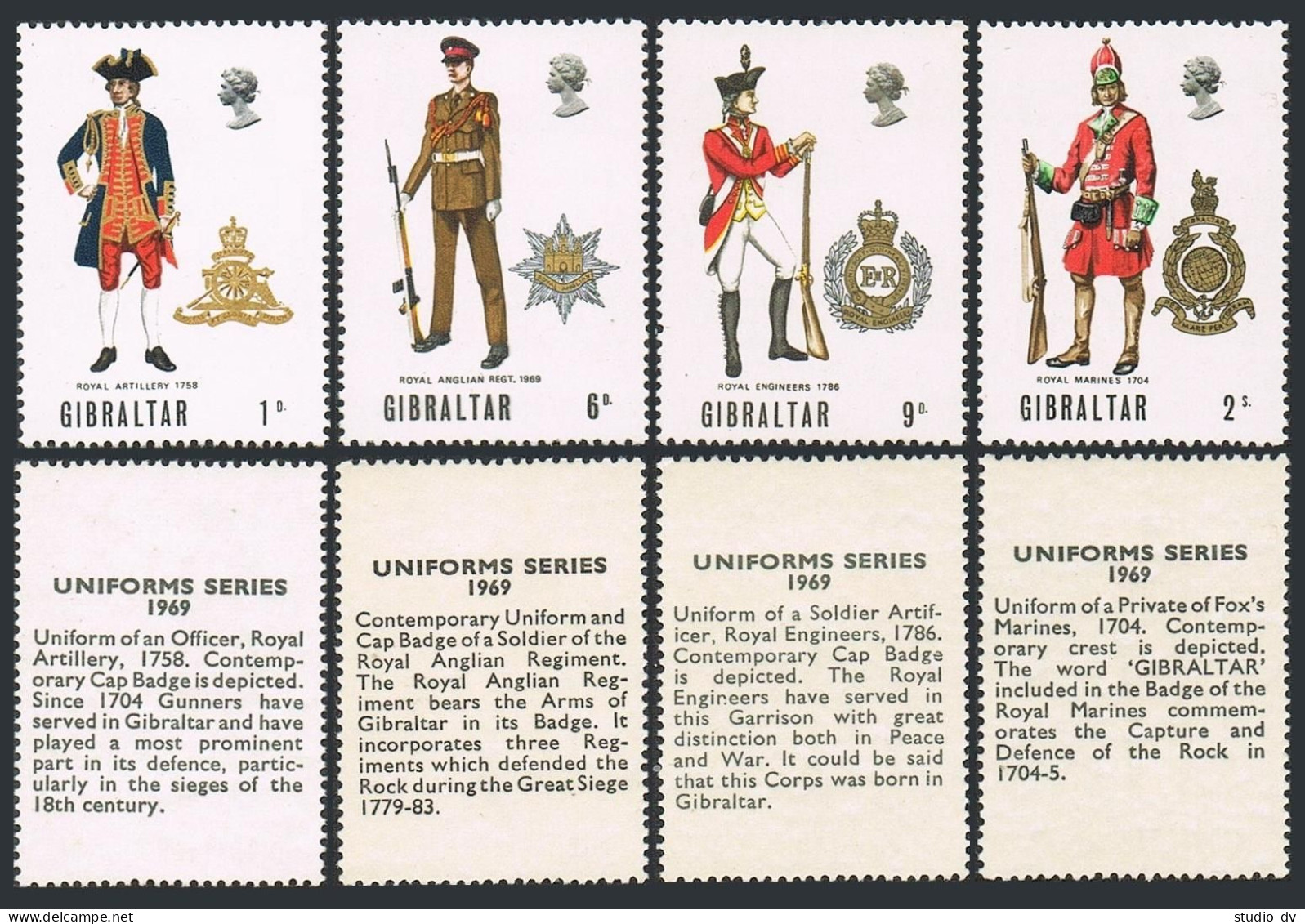 Gibraltar 226-229, MNH. Michel 225-228. Military Uniforms 1969. - Gibraltar