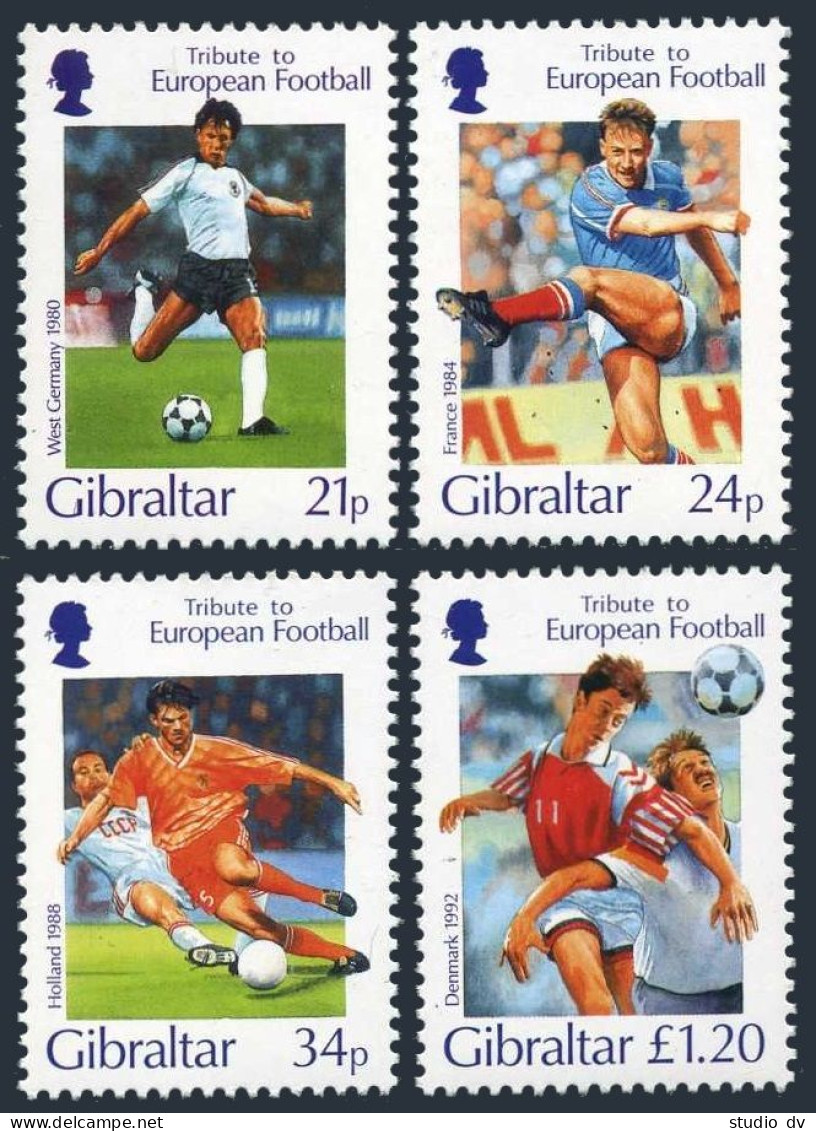 Gibraltar 707-710,710a Sheet,MNH.Mi 759-762,Bl.25. European Soccer,1996.Teams. - Gibilterra