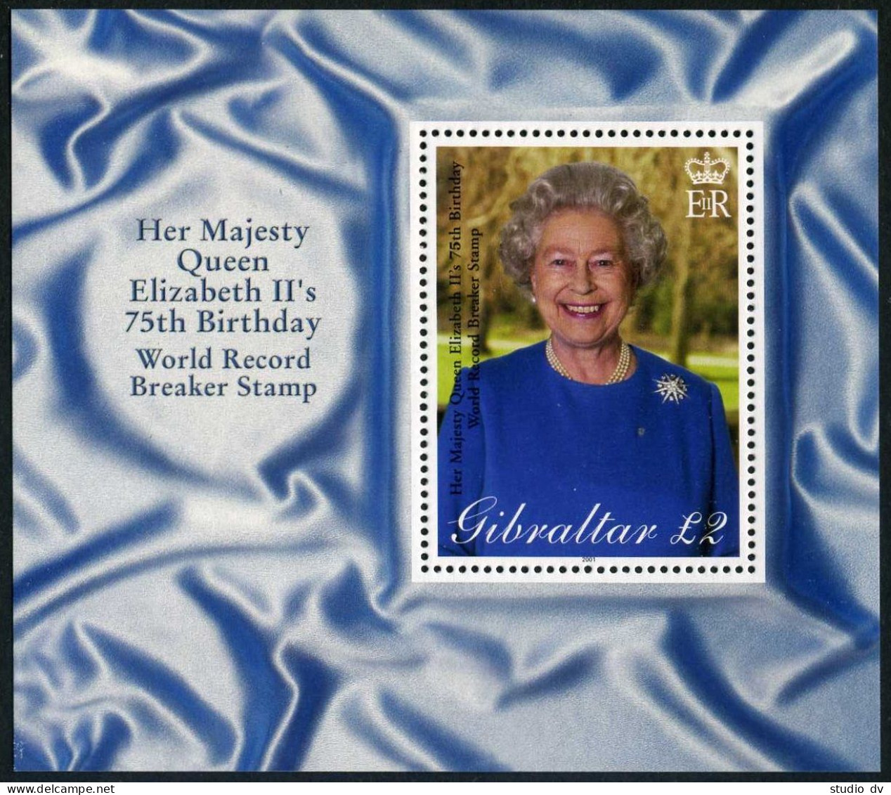 Gibraltar 880,MNH. Queen Elizabeth II,75th Birthday,2001. - Gibraltar