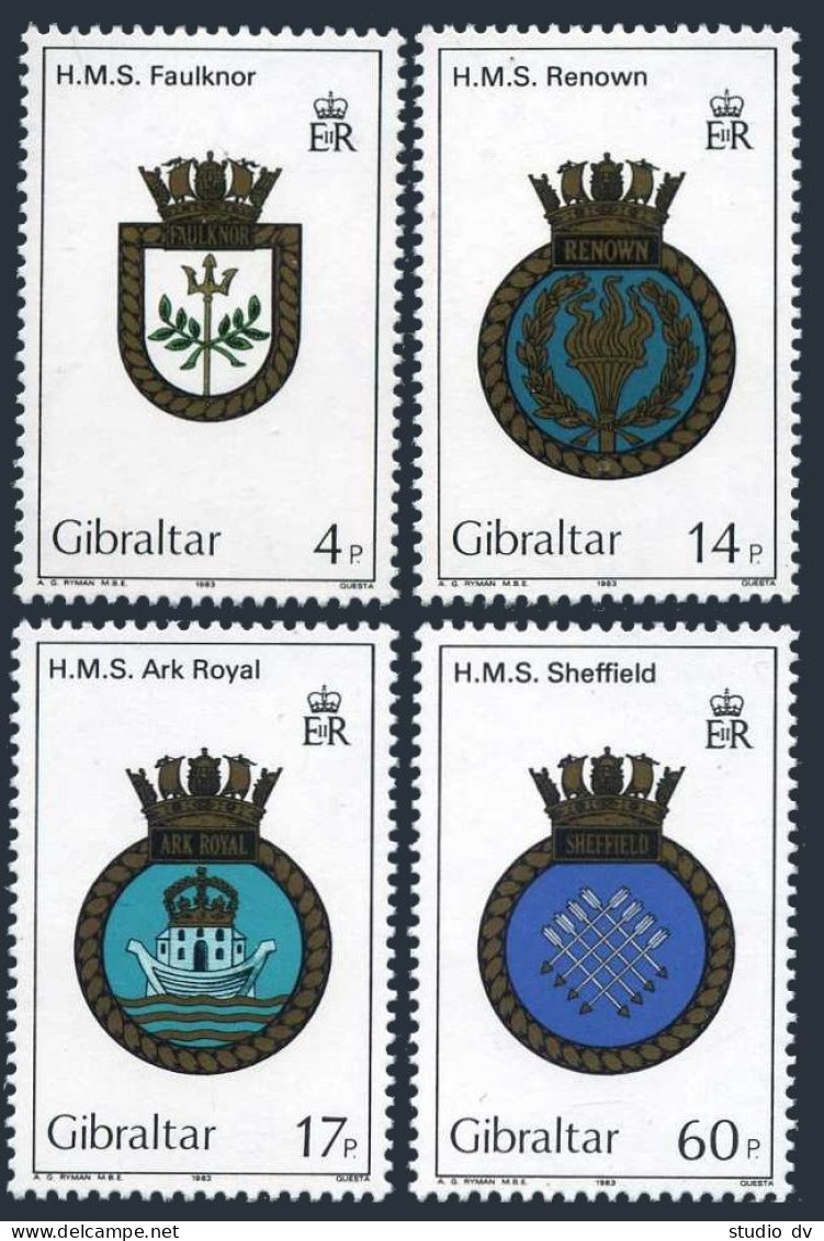 Gibraltar 449-452, MNH. Mi 465-468. Royal Naval Crests 1983. Faulknor, Renown, - Gibilterra