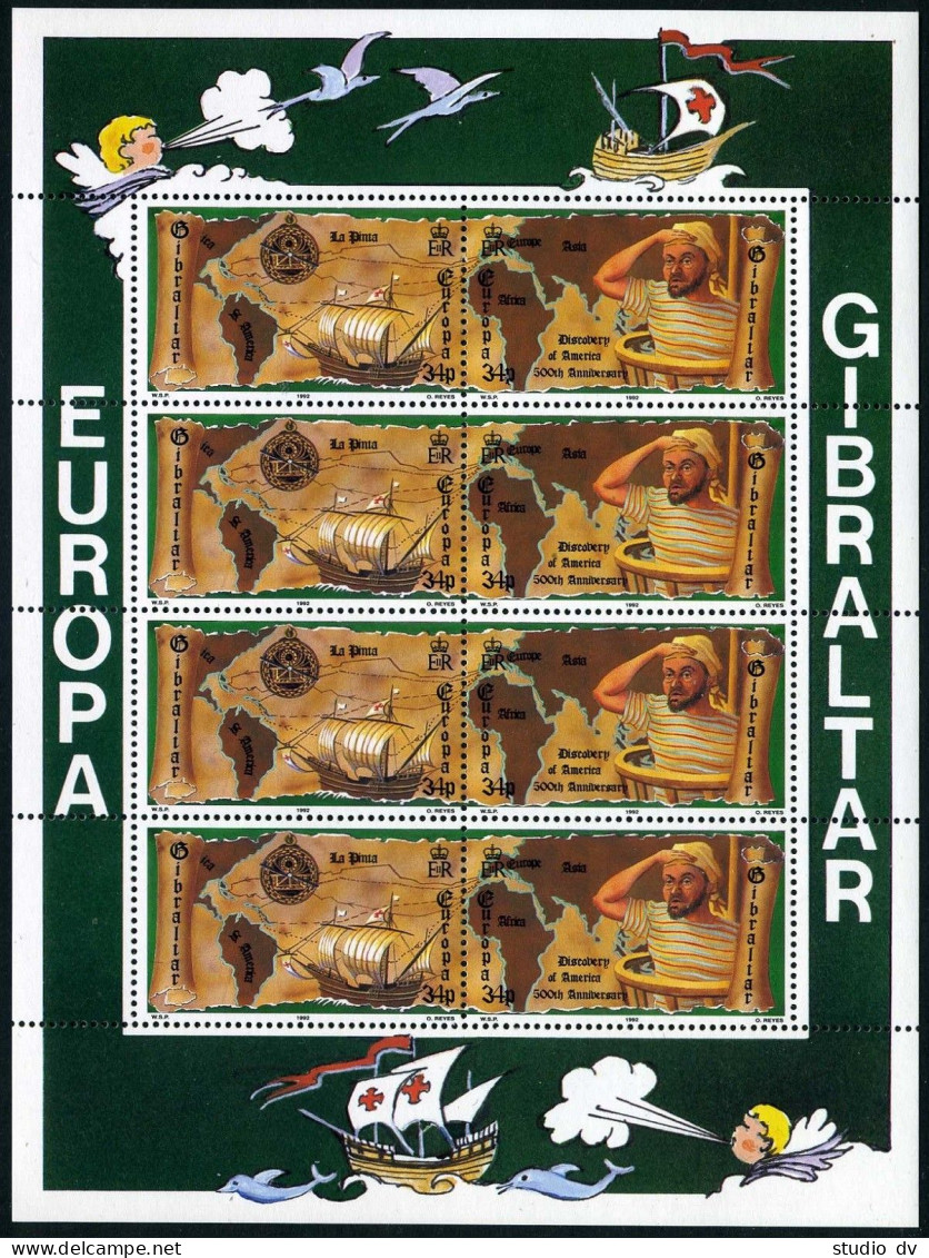 Gibraltar 610-613a Sheets, MNH. Mi 638-341 Klb. EUROPE CEPT-1992, Columbus-500. - Gibilterra