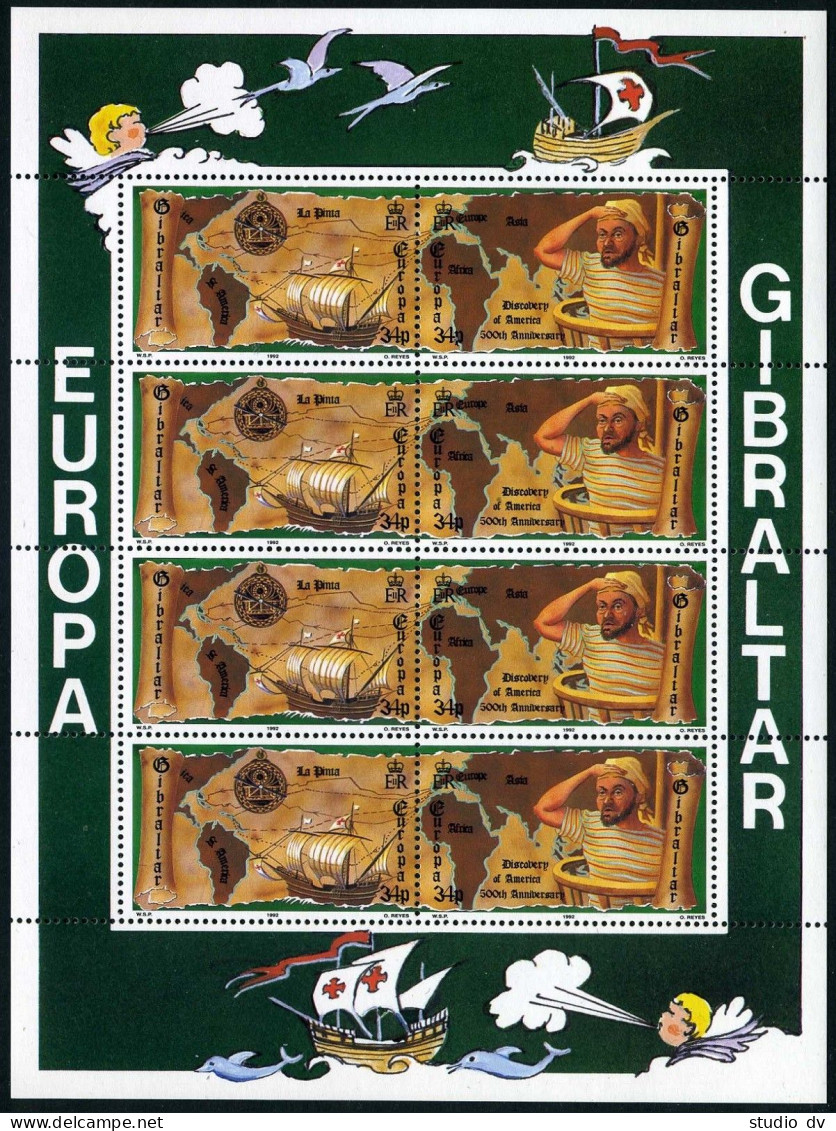 Gibraltar 610-613a Sheets, MNH. Mi 638-341 Klb. EUROPE CEPT-1992, Columbus-500. - Gibraltar