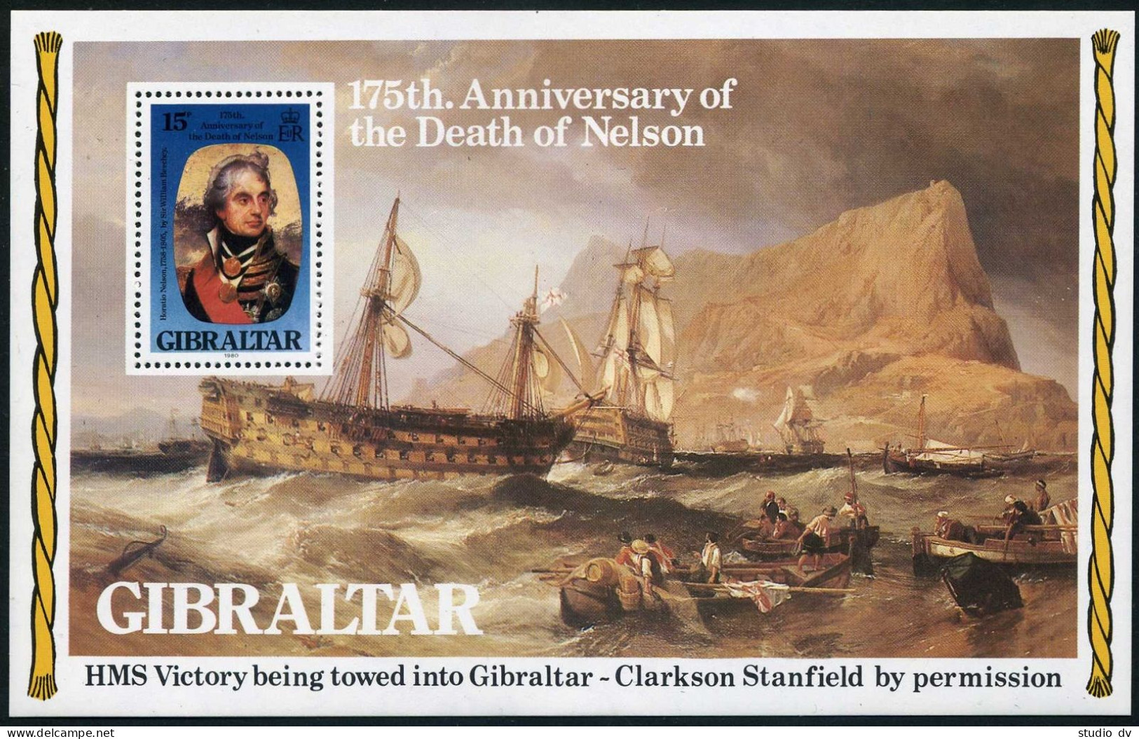 Gibraltar 394-397,396a Sheet, MNH. Mi 409-412,Bl.7. Lord Nelson, Sailing Ships. - Gibilterra