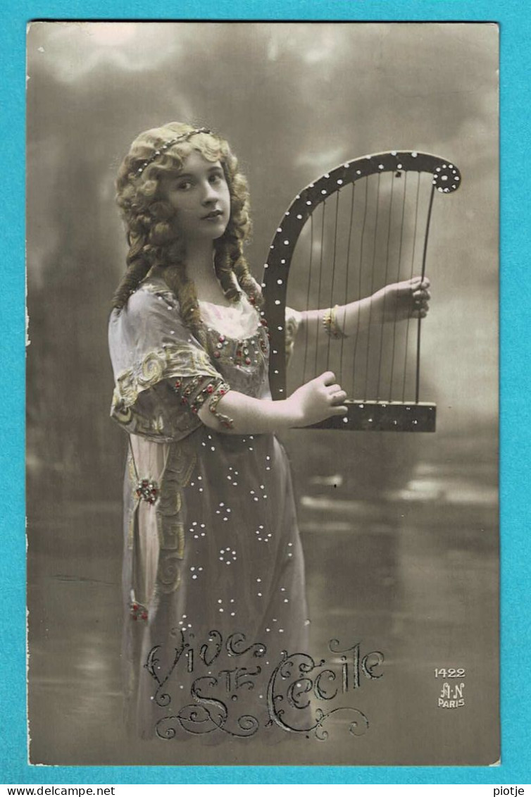 * Fantaisie - Fantasy - Fantasie (Enfant - Child - Kind) * (A.N. Paris 1422) Sainte Cécile, Musique, Music, Harpe, Harp - Portraits