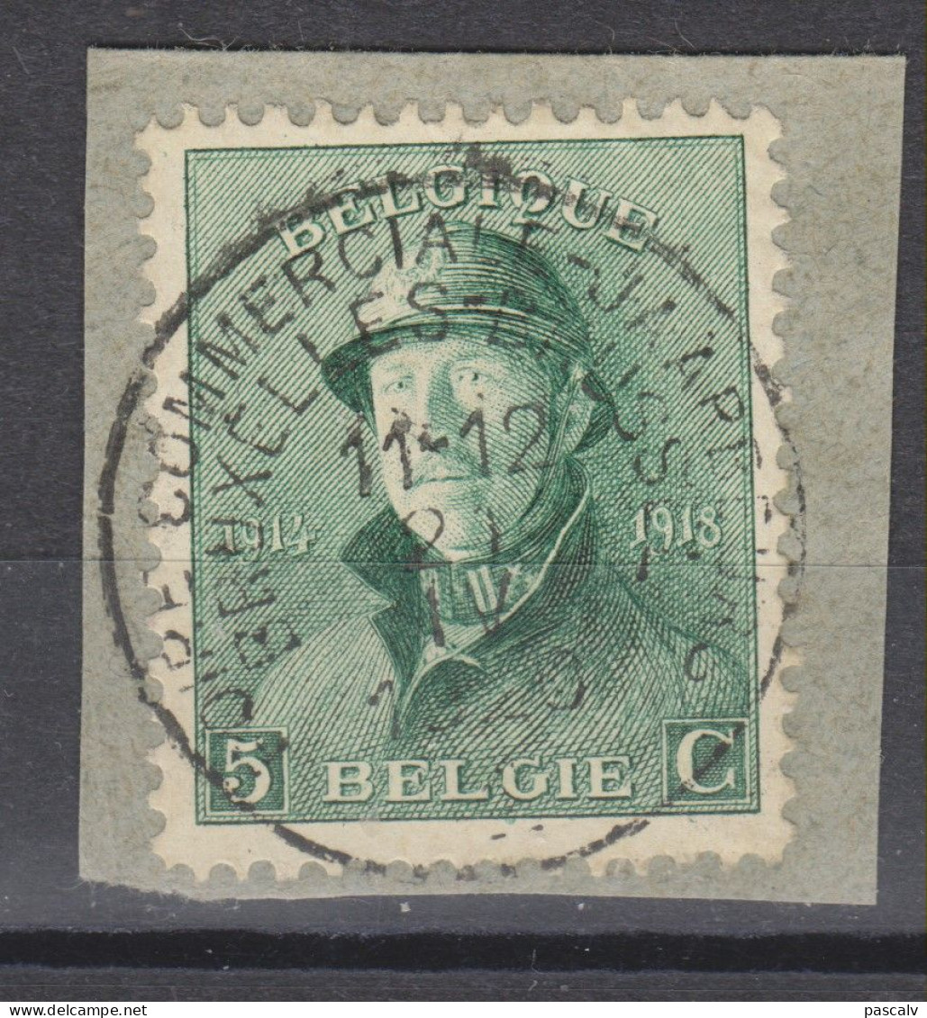 COB 167 Sur Fragment Oblitération Centrale Foire Commerciale De Bruxelles - 1919-1920 Roi Casqué