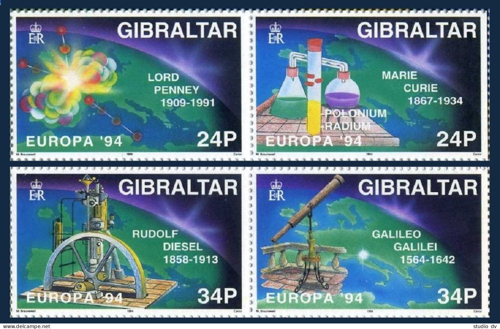 Gibraltar 653-656a, MNH. Mi 683-686. EUROPE CEPT-1994. Discoveries. Lord Penney, - Gibraltar