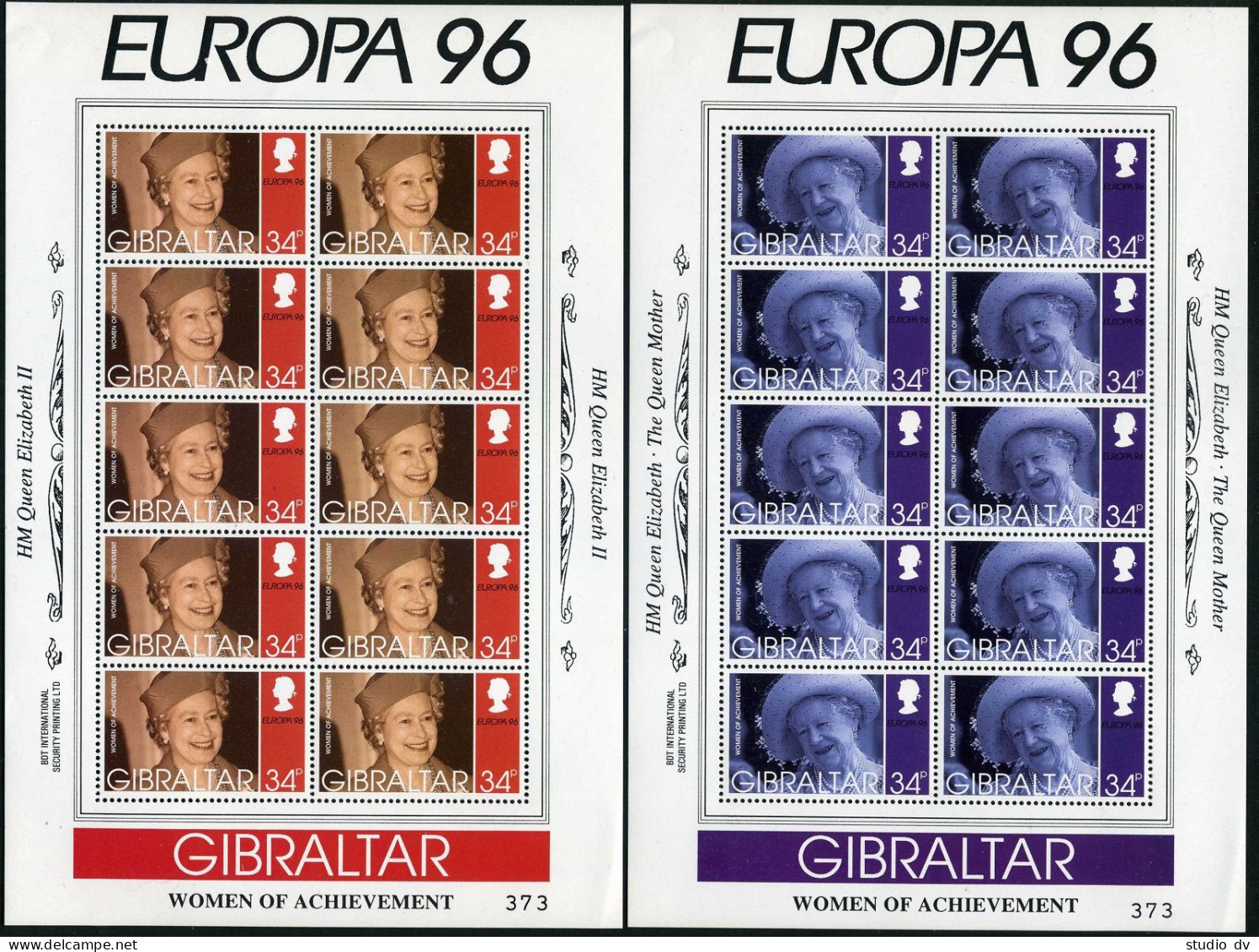 Gibraltar 703-706 Sheets, MNH. EUROPA CEPT-1996. British Royal Family Women. - Gibraltar
