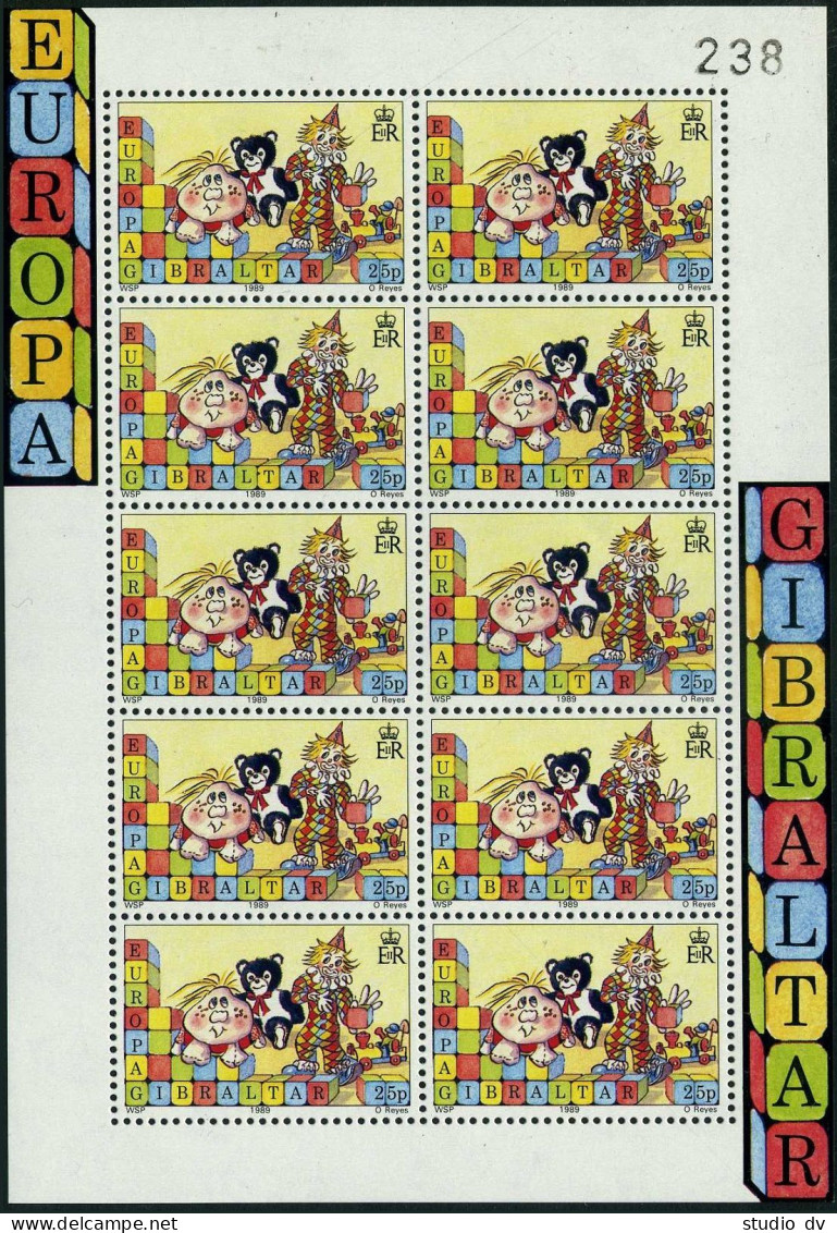 Gibraltar 543-544 Sheets, MNH. Mi 404-407 Klb. EUROPE CEPT-1989, Children Toys. - Gibilterra